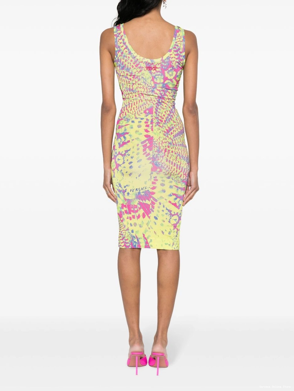Cheap Versace sleeveless Women dress Jeans Couture abstract-print 0628